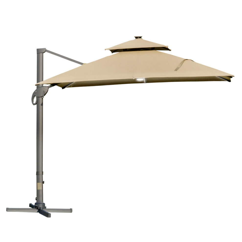 Aluminium Sun Square Canopy Top 3x3m with Adjustable Pole for Outdoor Shade Khaki-image-OPC-PKZ827B-NEW