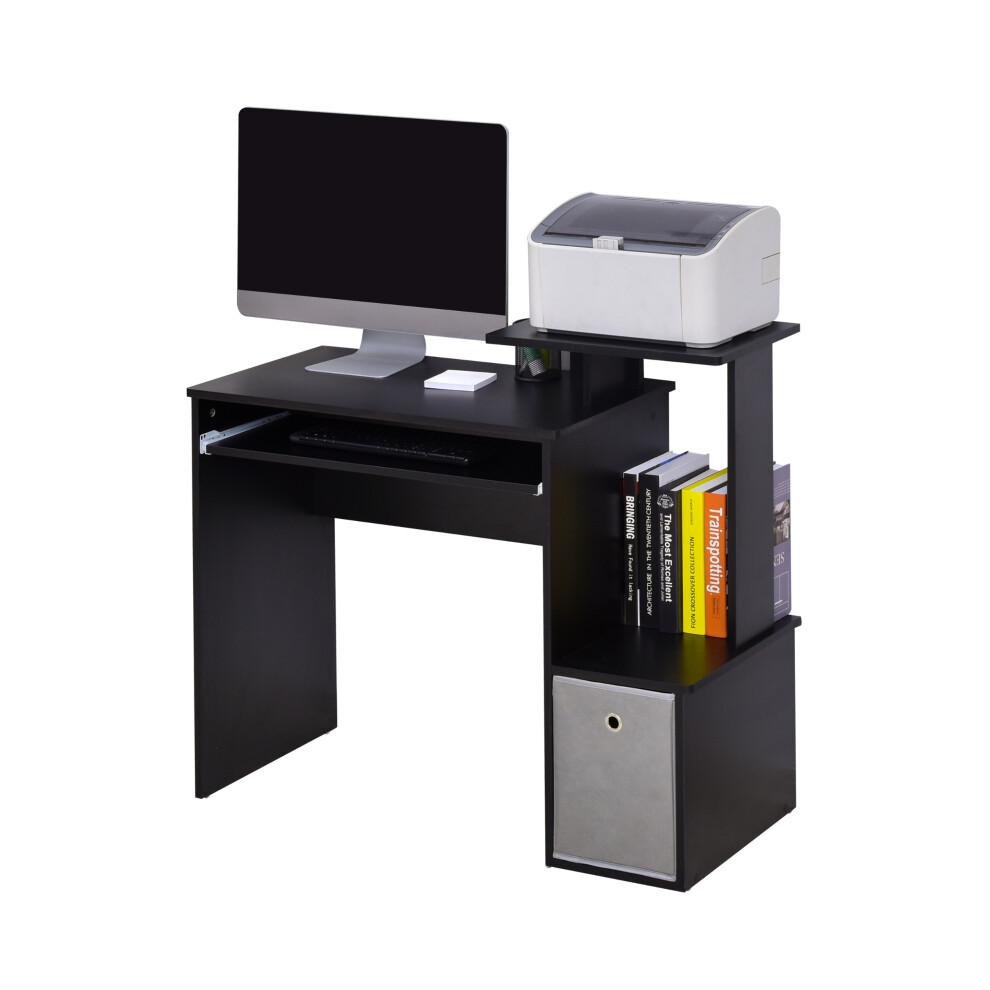 Modern Black Computer Desk with Sliding Keyboard Tray Storage Shelf and Drawer for Home Office Use-image-OPC-PKZ85QK-NEW