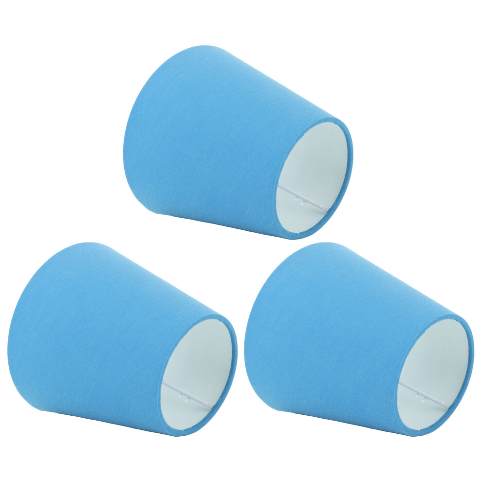 Soft Lighting E14 Retro Fabric Lampshades 3Pcs For Bedside Blue 5001353122291