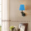 Soft Lighting E14 Retro Blue Fabric Lampshades 3pcs for Bedside 7