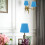 Soft Lighting E14 Retro Blue Fabric Lampshades 3pcs for Bedside 4