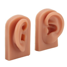 Wiederverwendbares Silikon-Piercing-Übungsohrmodell links & rechts Dunkelhäutig 7,5 cm