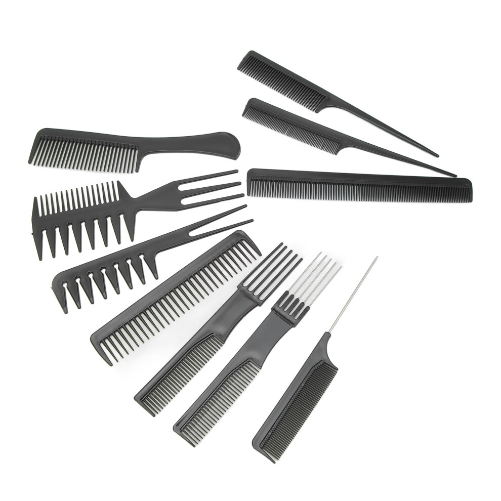 Unisex 10Pcs Plastic Hair Comb Set For All Hair Types, Ergonomic Styling Tool