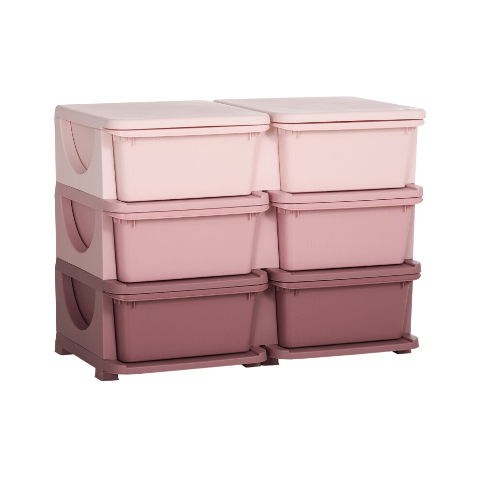 Kids Storage Unit Pink with Six Spacious Drawers Durable Plastic Container for Bedroom Organizing-image-OPC-PKZ88P6-NEW