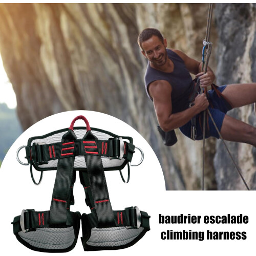 Roofing Harness, Adjustable Thickness Straps, Widened Protector Design, Black Heavy-Duty Rappelling Harness 1