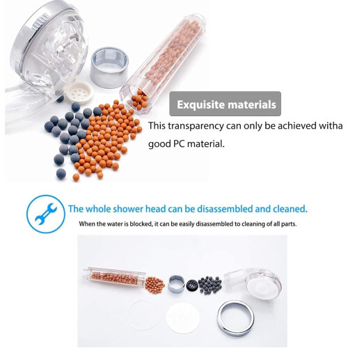 Shower Filter Bath Shower Head 3 Modes Adjustable Jetting High Pressure Water Saving Spa Nozzle Blue 2