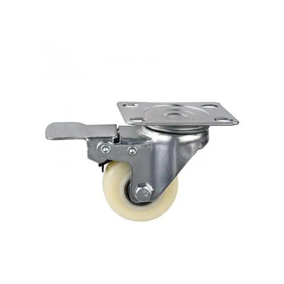Casters 1.5-Inch Universal Brake White Nylon Flat Double Bearing Furniture Caster 4 Pack 9016109327116