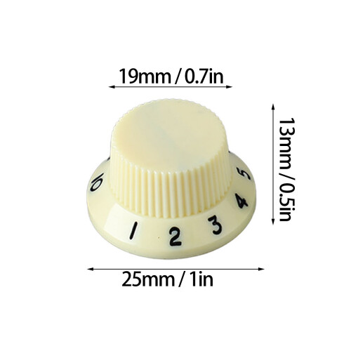 3PCS Ivory & Black Plastic Guitar Potentiometer Rotary Knobs for Volume Tone Control 1