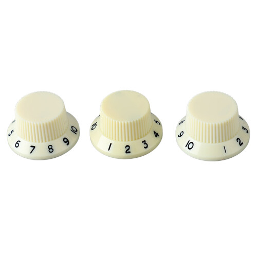 3PCS Ivory & Black Plastic Guitar Potentiometer Rotary Knobs for Volume Tone Control 2