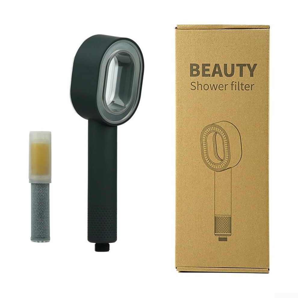 Premium Handheld Shower Head Abs Aromatherapy High-Pressure With Filter Against Limescale For Hard Water Black 9393856240753