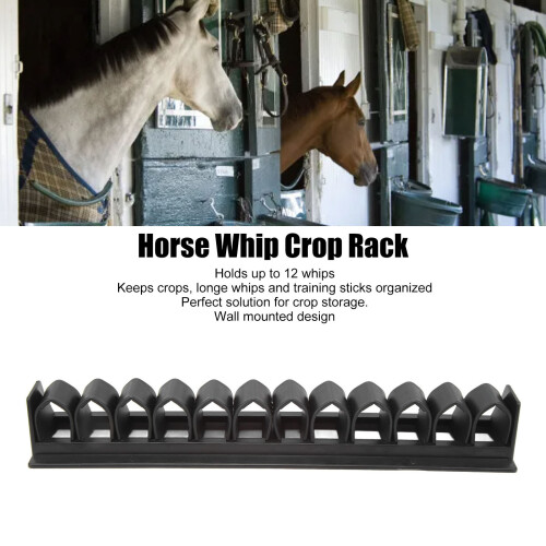 Wall Mounted Horse Whip Holder, Plastic, Black, 31x6.4cm 2