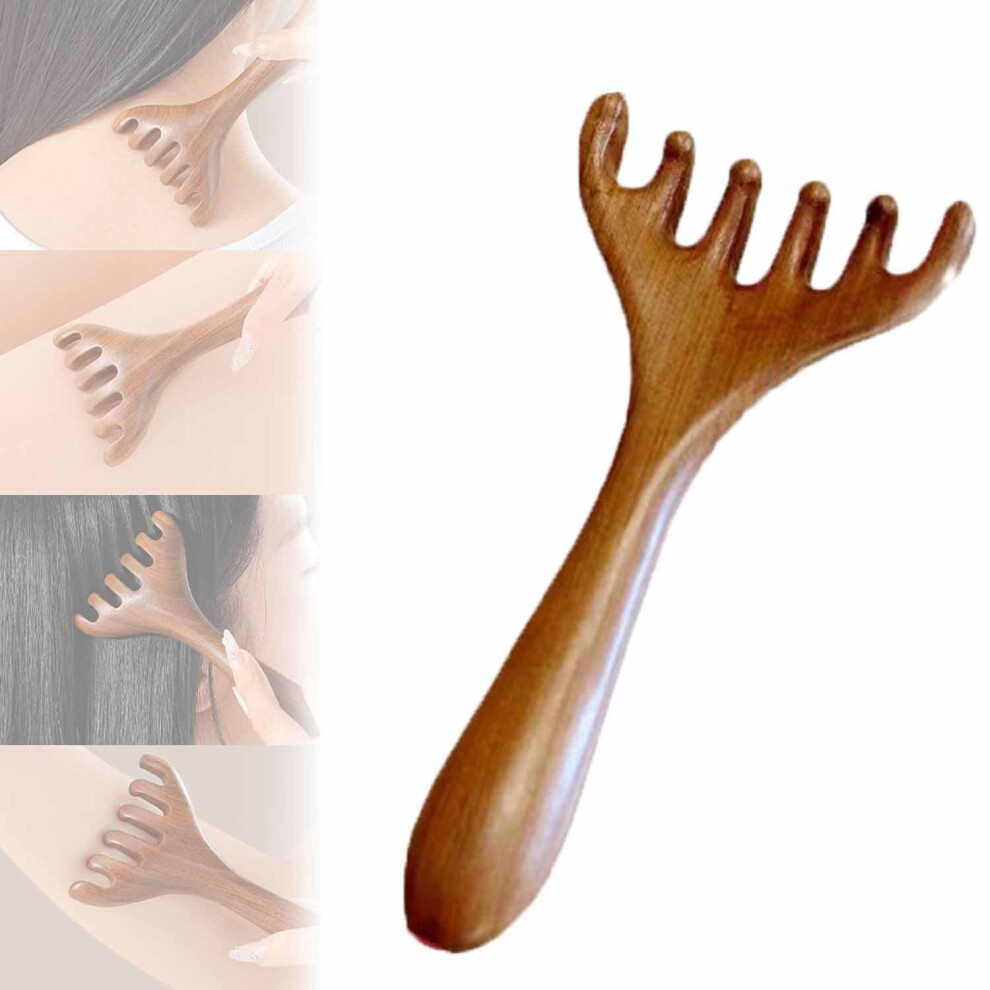 Sandalwood Meridian Massage Comb With Deer Antlers Wooden Wide-Tooth Comb For Women Nasal Scraper