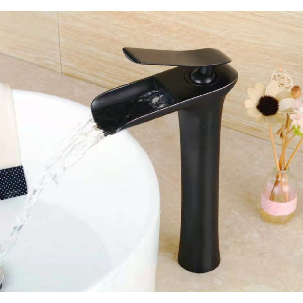 Bathroom Basin Faucet Countertop Basin Black Finish High Arc Inlet Pipe Included 9016109328861
