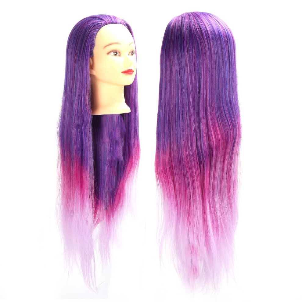 Mannequin Head with Purple Pink Gradient High Temp Synthetic Hair for Hairdressing Practice