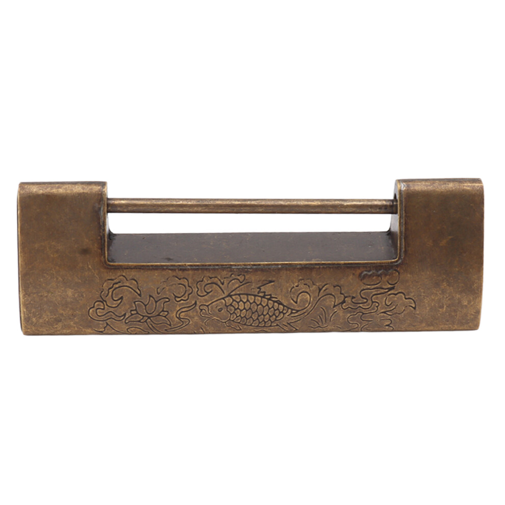 Small Antique Brass Lock 5.9Cm Fish Pattern Lock Bronze Color Vintage Padlock 4601353220174