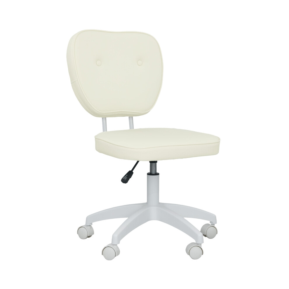 PU Leather Office Chair with Adjustable Height and Swivel Wheels Cream Vanity Makeup Chair for Home Workspaces-image-OPC-PKZ8RZN-NEW