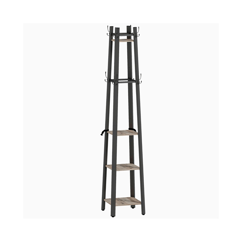 Industrial-Style Four Shelf Coat Stand Grey/Black Durable Metal Frame Spacious Storage Modern Design for Entryways-image-OPC-PKZ8V5B-NEW