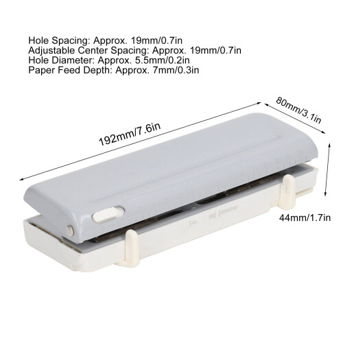 Gray 10-Sheet Adjustable Hole Puncher, 6 Holes, A4/A5 1