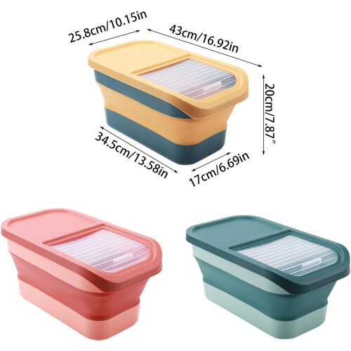 Space Saving Foldable Container Sealing Grains Rice Storage Box With Lid Pet Food Organizer Collapsible Stackable Pantry 1