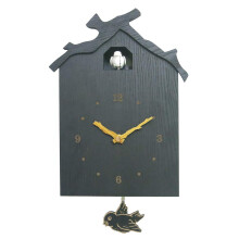 BirdHouse White Modern Wood Wall Cuckoo Clock 12 Natural Bird Calls 265 X 195 X 70 MM Black Variant