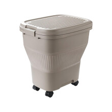 Food Storage Container With Sealing Lid Large Capacity Pet Snacks Container Rice Bucket Khaki