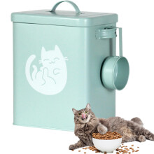 6 L Dog Cat Food Storage Container With Scoop Included And Airtight Lid Metal Canister For Kibble Treats Cereal
