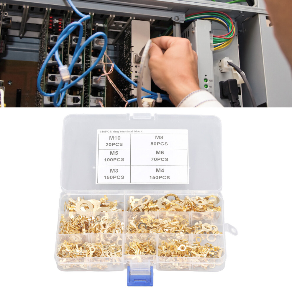 Gold Brass Ring Wire Terminals M3 M4 M5 M6 M8 M10 O Shape Connectors 540Pcs 6921353268203