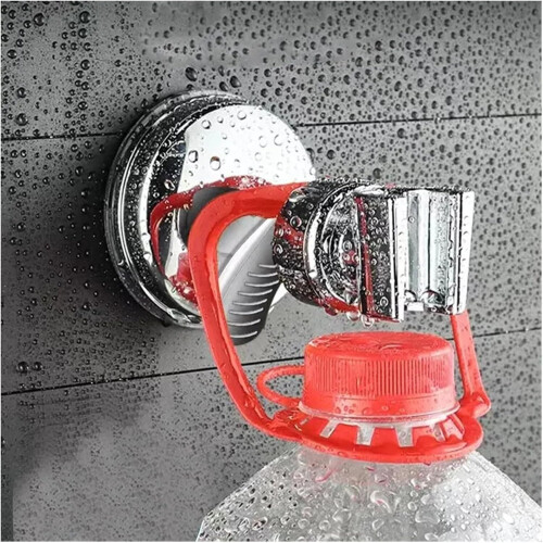 Shower Head Holder With Strong Suction Cup Wall Mount Silver Finish 1