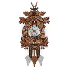 Cuckoo Clocks Wall Mounted Wooden Pendulum Clock With Adjustable Button Battery Operated Vintage Bird Clock