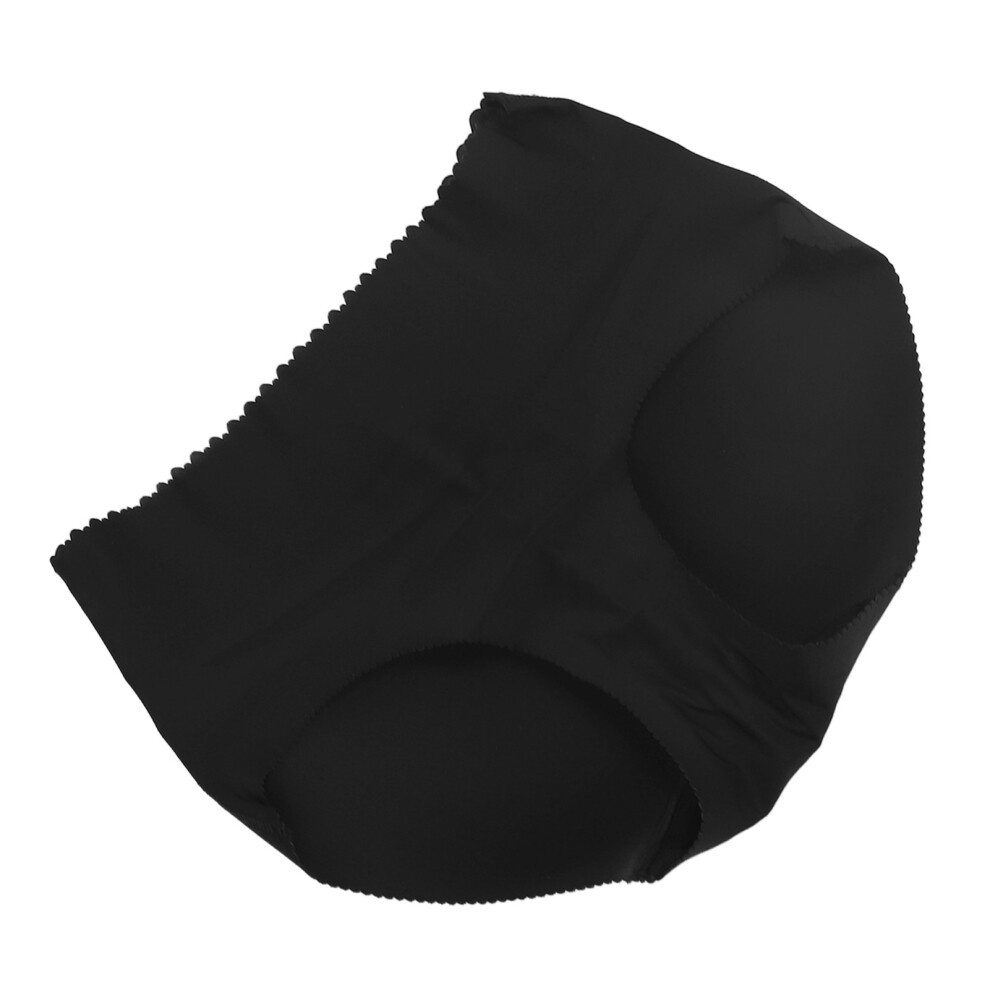 Seamless Glossy Black Butt Lifter Panties M, Padded Low Rise Shape
