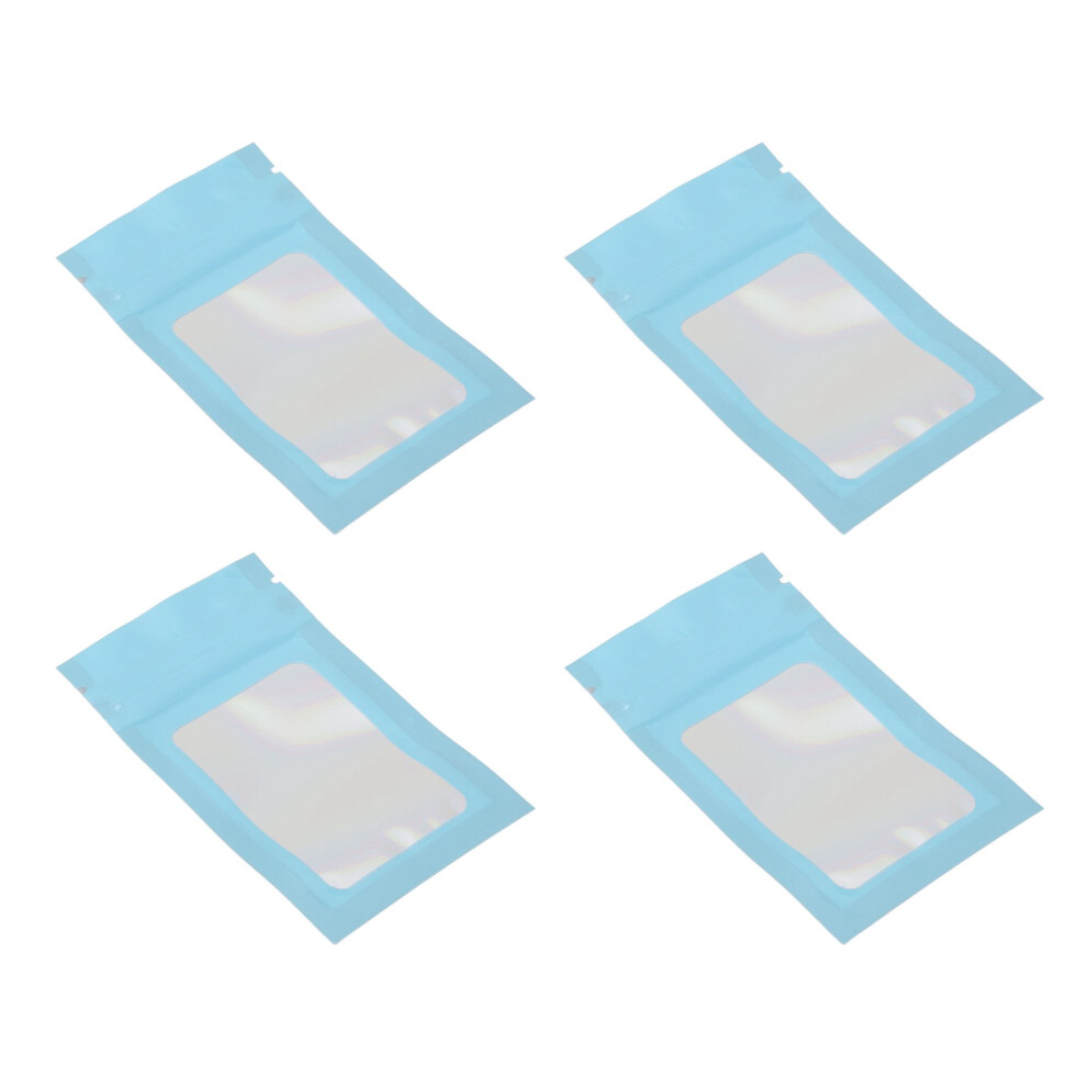 Blue Reusable Ziplock Bags 100Pcs Holographic Design With Hanging Hole