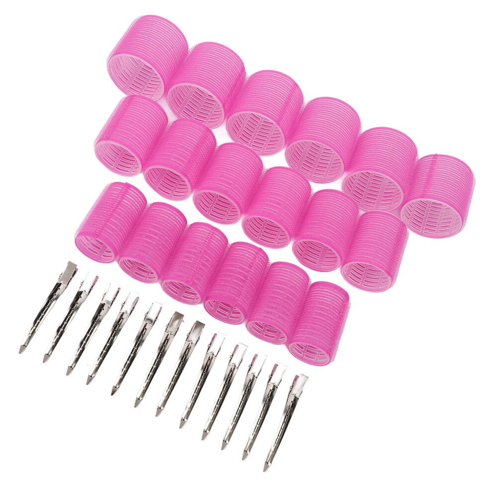 Pink Self Grip Hair Root Curlers with Clips 80Pcs No Heat Damage