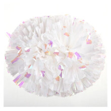 Pompoms Cheerleading 2 Pieces Plastic Handle Metallic Shine Streamer Pom Poms For Cheerleading White Handle