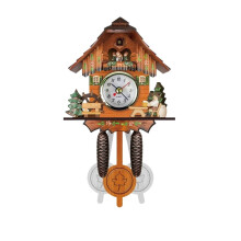 Cuckoo Clock Wall Clock Wooden Pendulum Vintage 3D Chiming, Silent Operation, Wall Mounted, Kids Bird Forest Decor
