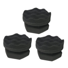 3Pcs Wave Pattern Wax Sponge For Car Tire Polishing High-Density Wax Applicator Easy Grip Vehicle Detailing Tool