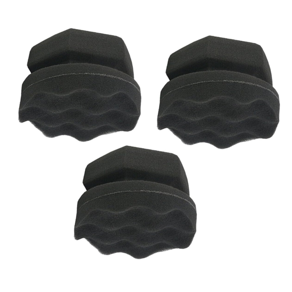 Wave Pattern Wax Sponge 3-Piece Car Waxing Kit Polishing Sponge Tire Shine Glazing Protection 9354506205270
