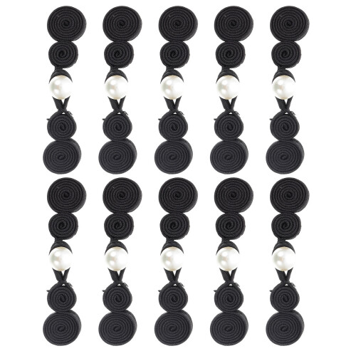 10Paren Zwarte Polyester Knopen Voor Traditionele Kledingdecoratie
