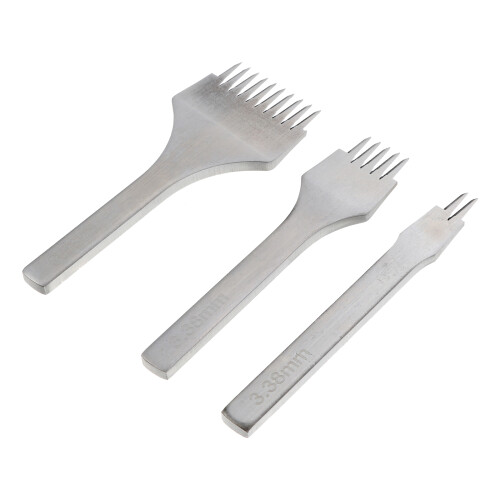 3Pcs Silver Steel Hole Punch Tool Set for DIY Crafting