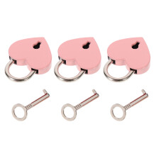 3 Sets Heart Shaped Mini Padlock Keys For Storage Diary Book