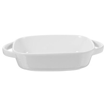 Witte Keramische Bakpan Met Dubbele Handvatten Keuken Gebruik
