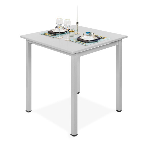 Dining Table,Modern Grey Square Glossy Kitchen Table for Apartment,Small Dining Room,Kitchen