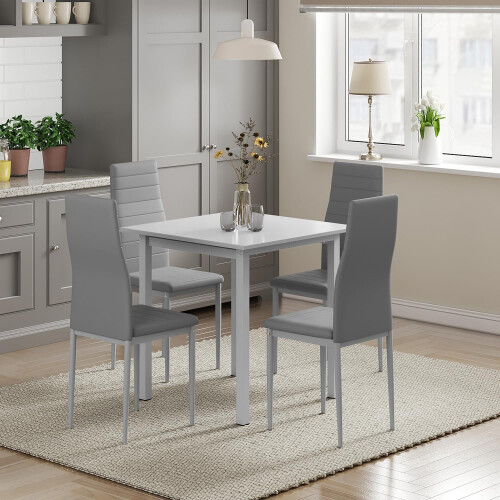 Dining Table,Modern Grey Square Glossy Kitchen Table for Apartment,Small Dining Room,Kitchen 1