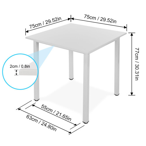 Dining Table,Modern Grey Square Glossy Kitchen Table for Apartment,Small Dining Room,Kitchen 2