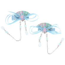 1Pair Durable Sky-Blue Chinese Style Hairclips with Tassels for Kids