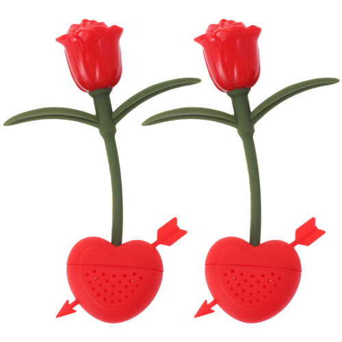 2 silikon-tee- rosenform, tee-filter hilfsmittel (rot)