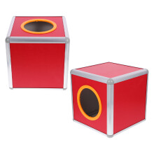 2 rote aufbewahrungsbox 20 cm aus karton mit aluminiumkanten