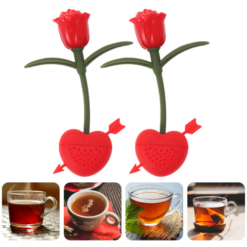 2 silikon-tee- rosenform, tee-filter hilfsmittel (rot) 1