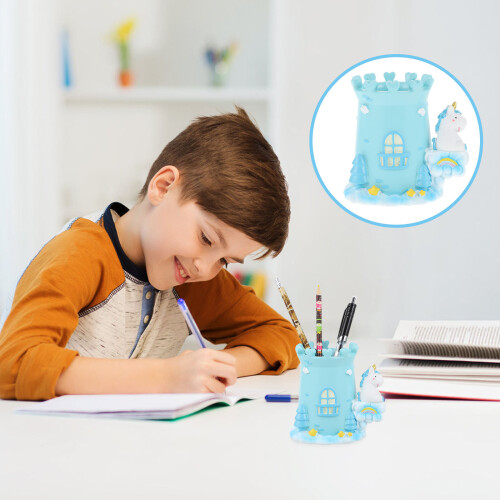 1Blauwe Resin Pen Container Unicorn Decor Organizer 2