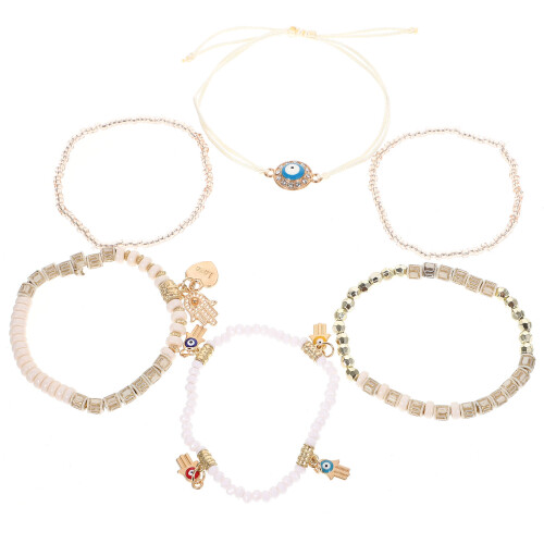 6- . Damenarmband Perlen, dekoratives Mode-Boho-Armband