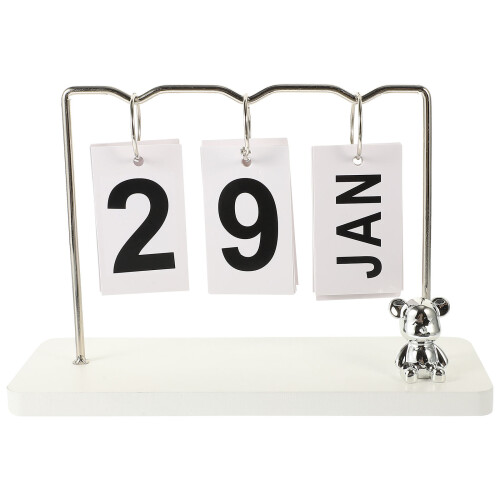 Compacte Bureaukalender Met Papieren Blad En Metalen Frame